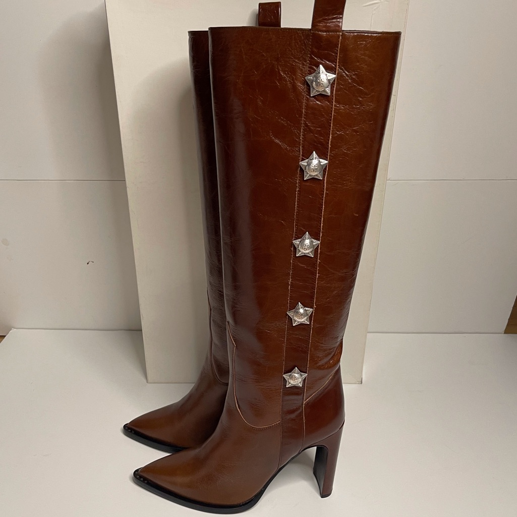 Nwt $790 Kate Cate 8 Princesa Kate Boots Polished Calf Nappa Leather Western